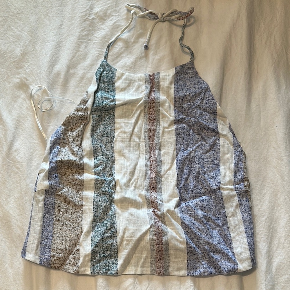 Striped Halter Top in Blue and Brown